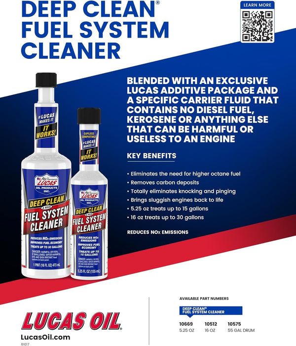 Lucas Oil 10512 Deep Clean Fuel System Cleaner, 16 oz (Pack of 12)