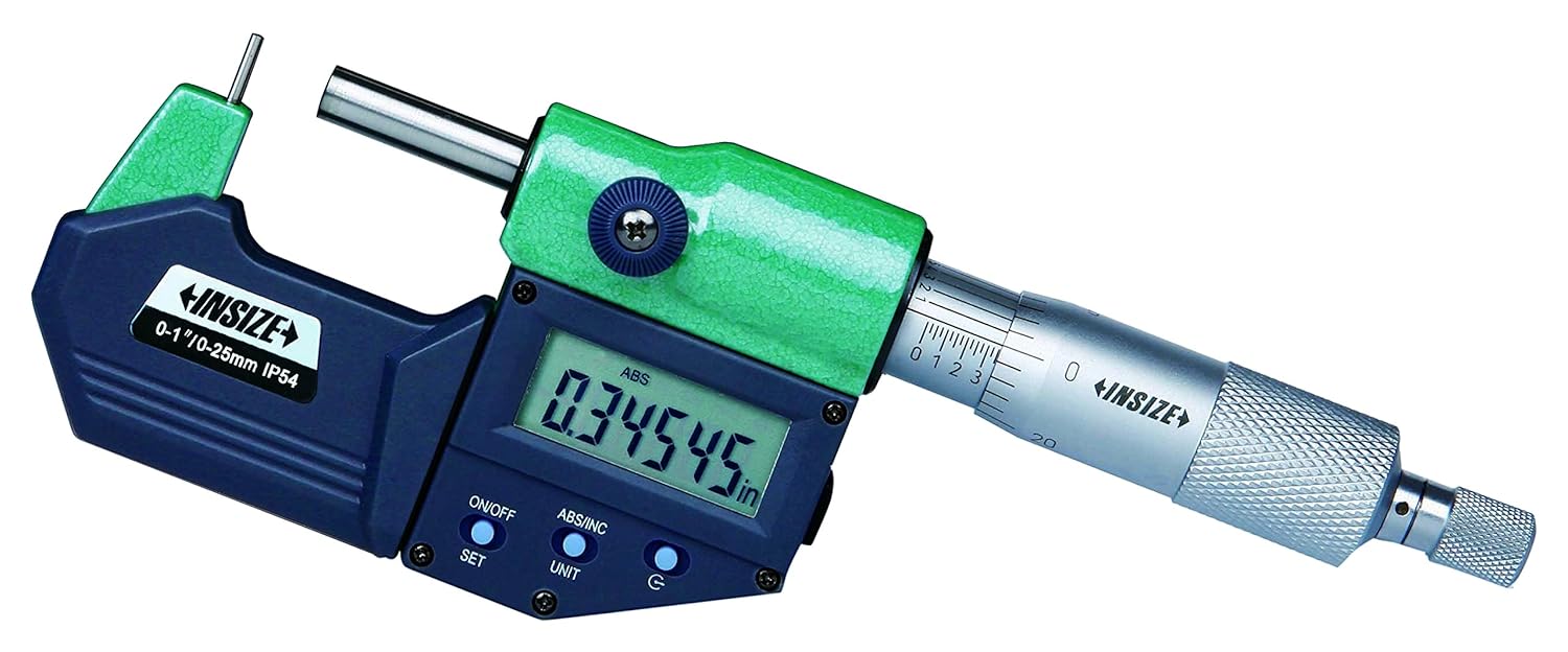 INSIZE 3561-25E Electronic Cylindrical Anvil Tube Micrometer, Type A, 0" - 1" / 0mm - 25mm