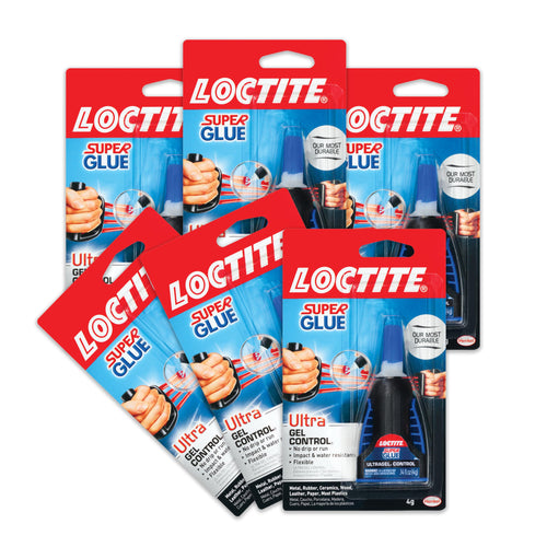 Loctite Super Glue Ultra Gel Control, Clear, 0.14 fl oz Bottle (Pack of 6)