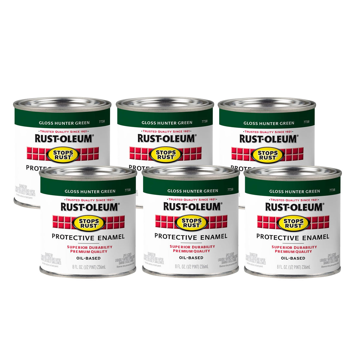 Rust-Oleum 7738730 Stops Rust Brush On Paint, Half Pint, Gloss Hunter ...