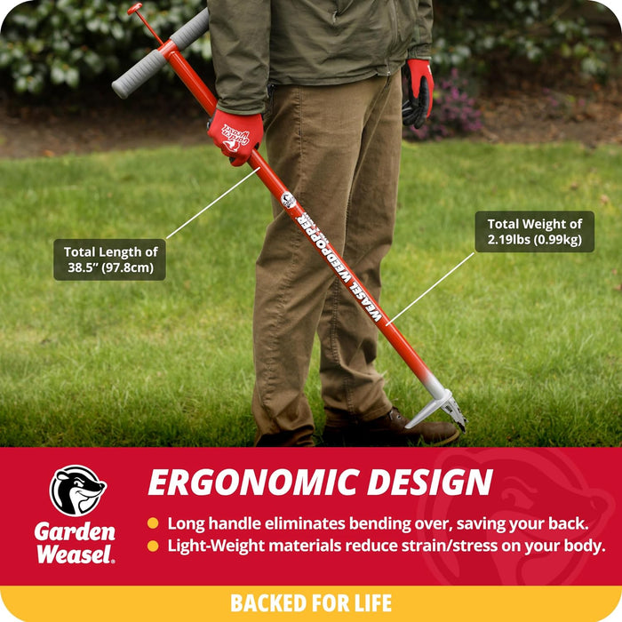 Garden Weasel Weed Popper Step & Twist - Long Handle | Easy Weeding and Puller Stand Up Tool | Dandelion and Crabgrass Remover, Heavy Duty Lawn Care