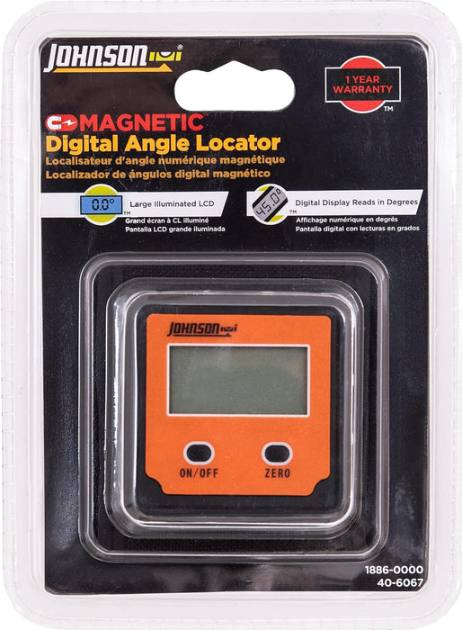 Johnson 1886-0000 Magnetic Digital Angle Locator with 2 Buttons, Digital Pitch & Slope Locator
