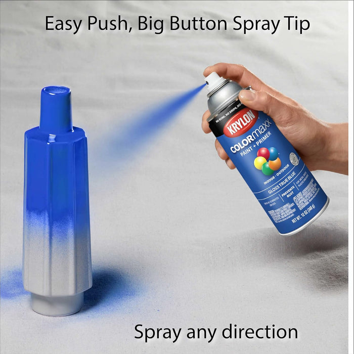 Krylon K05543007 COLORmaxx Spray Paint and Primer for Indoor/Outdoor Use, Gloss True Blue, 12 Ounce (Pack of 1)