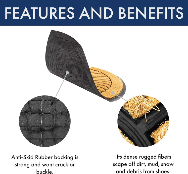 Notrax | C04S2439CR | Notrax, Crescent, Rubber-Backed Natural Coir Doormat, Entry Mat for Indoor or Outdoor Use, 24"x39", C04 (C04S2439CR)