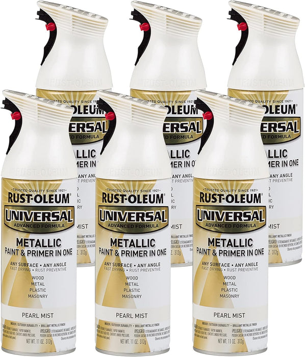 Rust-Oleum 261411 Universal All Surface Metallic Mist Spray Paint, 11 oz, Pearl Mist (Pack of 6)