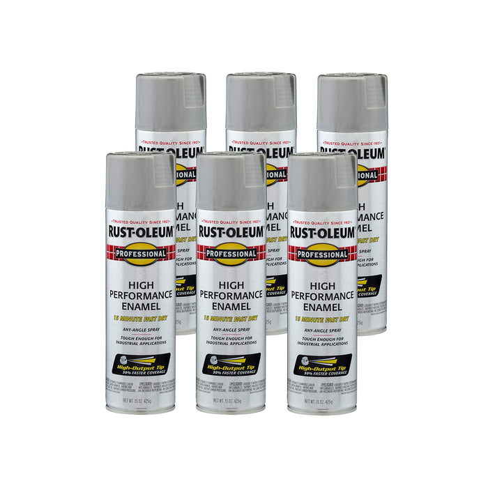 Rust-Oleum 7581838 Professional High Performance Enamel Spray Paint, 15 oz, Gloss Light Machine Gray (Pack of 6)