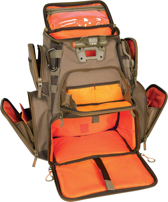 Custom Leathercraft Wild River by CLC WT3604 Tackle Tek Nomad Lighted Backpack & Four PT3600 Trays, Orange, Sand