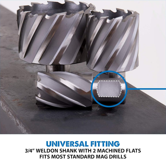 Evolution Power Tools Annular Cutter Kit for Magnetic/Mag Drills, 1 Inch Depth Drill Bit, Mixed Width 7/16 to 1-1/8 Inch, Carry Case Included, Set of 12