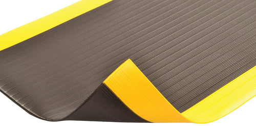 Notrax 410 Airug 4' x 60' x 3/8" Anti Fatigue Mat, Enhanced Slip Resistance with Beveled Edges and Ribbed Surface, Ideal for Industrial and Commercial Workplaces, Black/Yellow, 410R0348BY Ribbed Surface 4' x 60' x 3/8" Black/Yellow