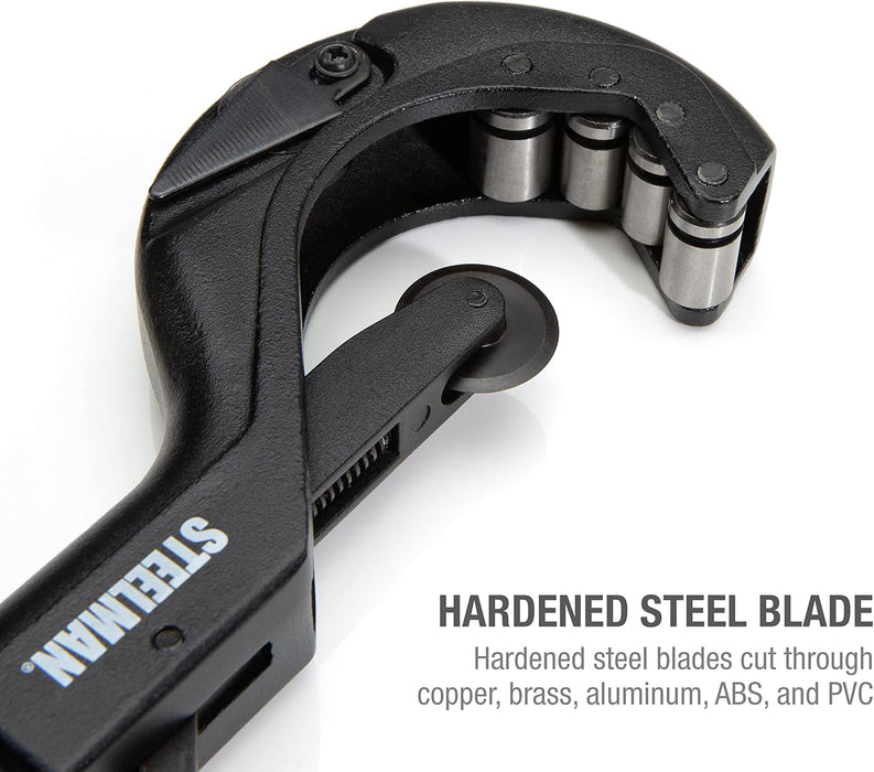 Steelman 42568 Metal Pipe and Tube Feed Cutter, Cuts 2-1/2-inch Tube Including Copper, Brass, Aluminum, ABS, and PVC, Die Cast Steel Body, Hardened Steel Blades