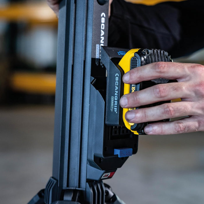 SCANGRIP TOWER 5 CONNECT 5000 Lumen Floodlight with Integrated Tripod, Power Tool Battery Operated, Flexible LED Flood Lights, Portable, Lightweight and Compact Design