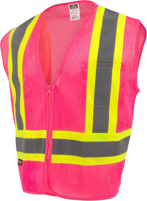 Radians SV22-1 Economy Type O Class 1 Safety Vest, Pink Mesh with Contrasting Tape, Size Small