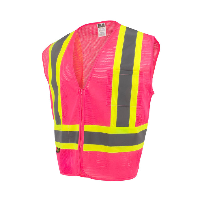Radians SV22-1 Economy Type O Class 1 Safety Vest, Pink Mesh with Contrasting Tape, Size Small