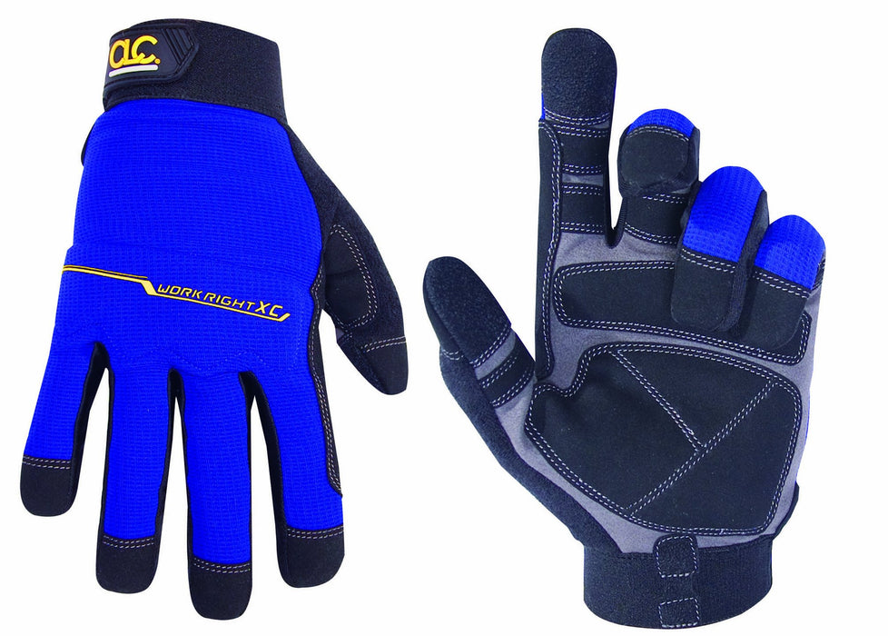 Custom Leathercraft 126L Workright XtraCoverage Flex Grip Work Gloves, Large, Blue & Black