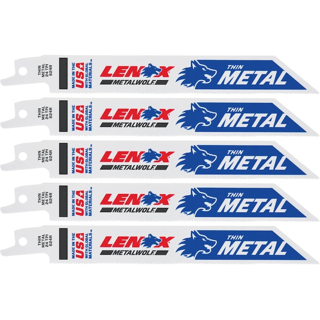 Lenox 20568624R Reciprocating Blades, 6 in, 24 TPI (Pack of 5)