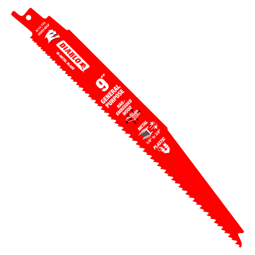 Diablo DS0914BGP15 9" Bi-Metal Recip Blade for Nail-Embedded Wood, Metal, and Plastic, 8/14 TPI (Pack of 15)