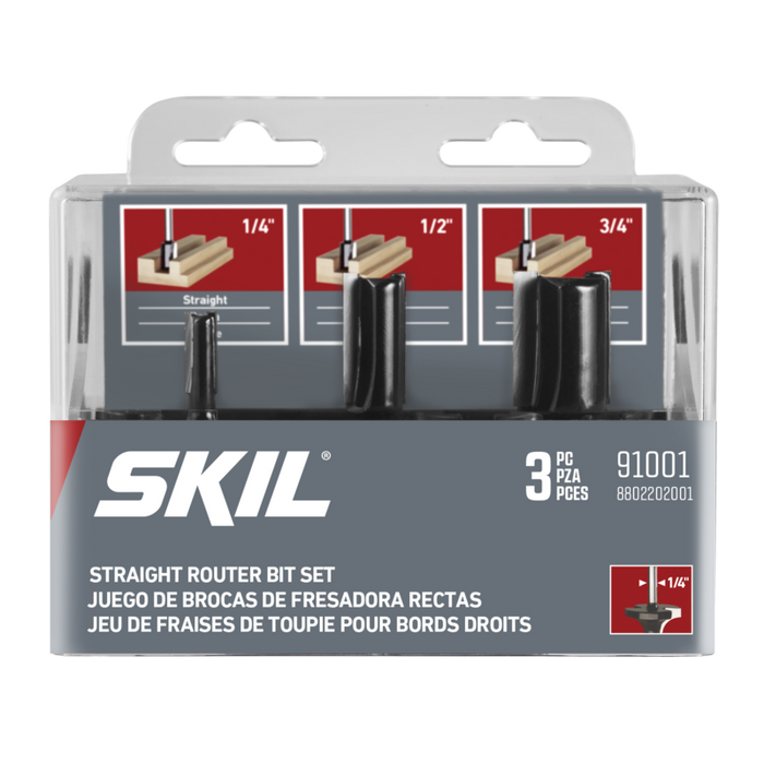 SKIL 3-Piece Carbide Straight Bit Set