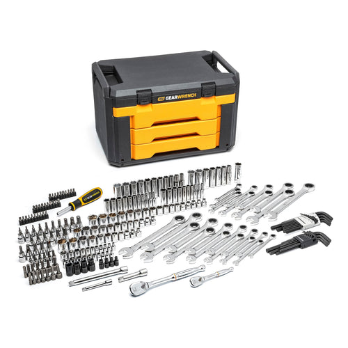 GEARWRENCH 80944 Mechanics Tool Set in 3 Drawer Storage Box, 232 Piece