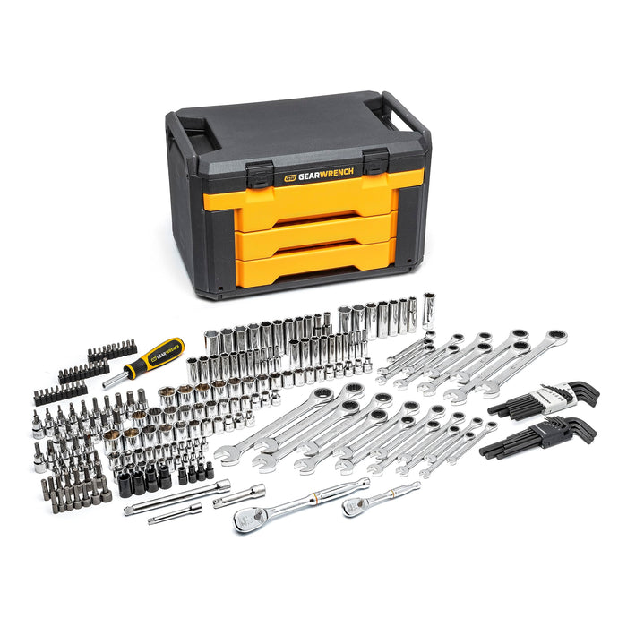 GEARWRENCH 80944 Mechanics Tool Set in 3 Drawer Storage Box, 232 Piece