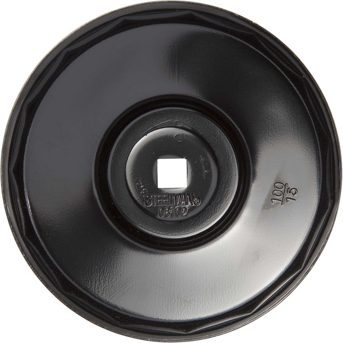 Steelman 41930 Low Profile Oil Filter Cap Wrench Socket 100mm x 15 Flute, 3/8-inch Drive, Heavy Duty Chrome Vanadium Steel