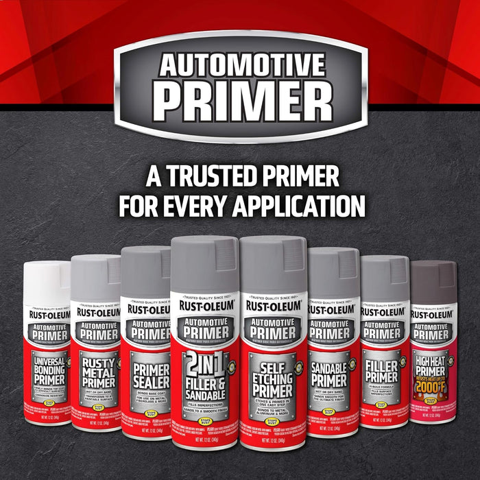 Rust-Oleum 249418 Automotive Sandable Primer Spray, 12 oz, Black (Pack of 6)