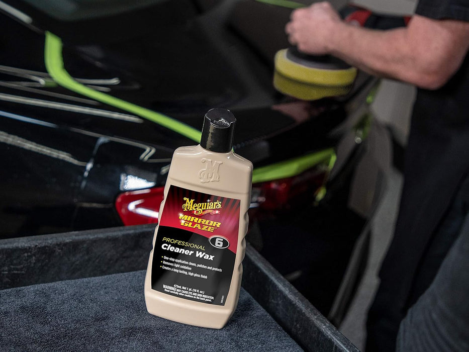 Meguiar's Professional Cleaner Wax M0616 - Swirl and Scratch Remover, Car Polish, and Car Wax in One Liquid - One-Step for Professional Detailing, 16 Oz (Packaging May Vary)