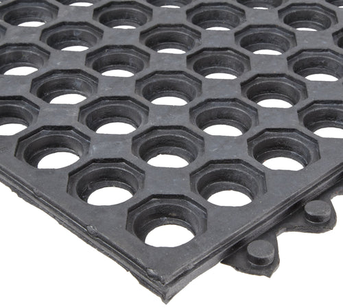 Notrax T32 UltraMat� Lightweight Modular Anti-Fatigue Drainage Mat, 3' X 3' Black