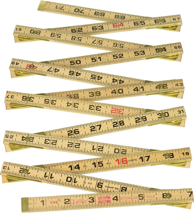 Crescent Lufkin Wood Rule, 6' Brass Ext, Brown - X46SLN