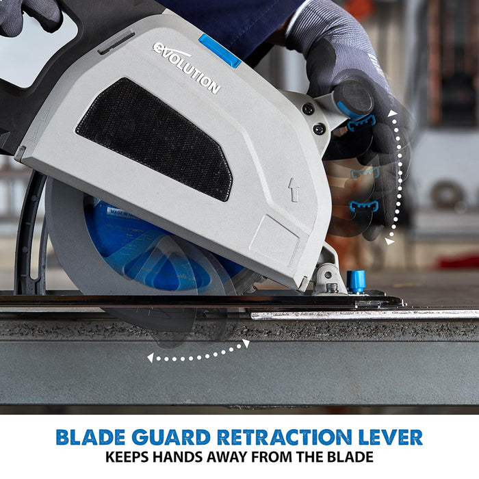 Evolution S210CCS Metal Cutting Circular Saw | 8-1/4" Blade | Cuts Steel Clean & Cool | Adjustable 3" Depth | Chip Collector | No Heat Burr or Sparks | High Torque Motor | TCT Blade Included