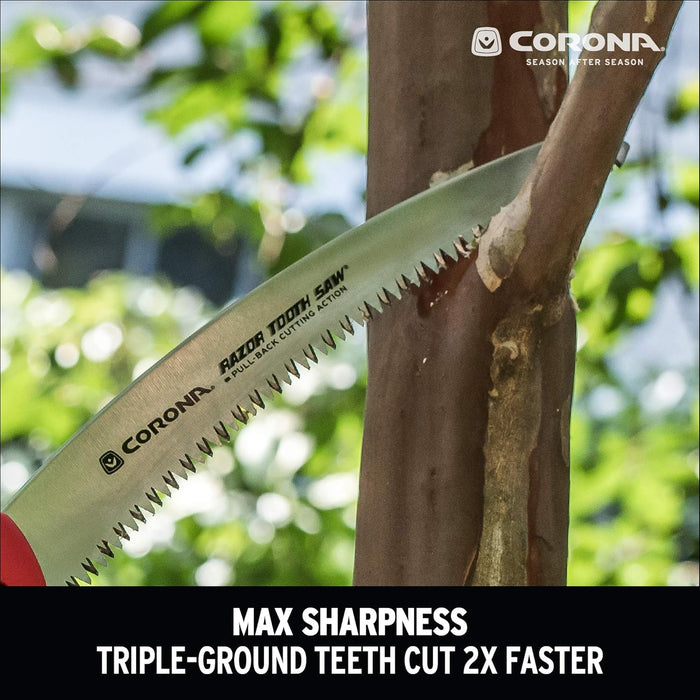 Corona Tools RS7395 14-Inch RazorTOOTH Pruning Saw, Tree Saw Designed for Single-Hand Use, Curved Blade Hand Saw, Cuts Branches Up to 8" in Diameter