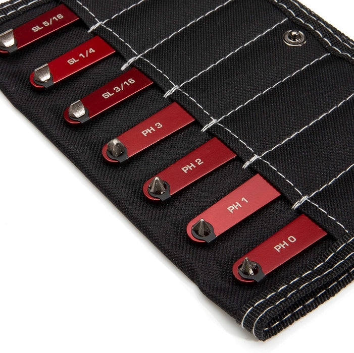 Steelman 78944 Pro 7-Piece, Low Profile Phillips and Slotted Screwdriver Set, Diamond-Tipped, SL3/16, SL1/4, SL5/16, PH0, PH1, PH2, and PH3 Sizes, Nylon Storage Case Included