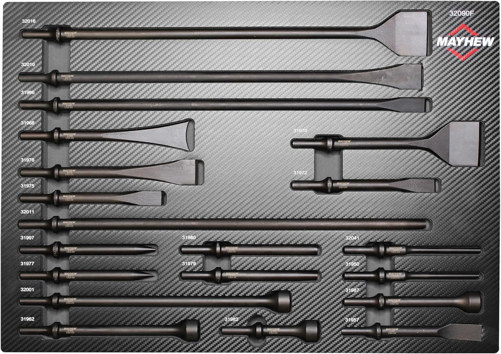 Mayhew Tools 32090F Pneumatic Set, Black Oxide Finish, 20-Piece
