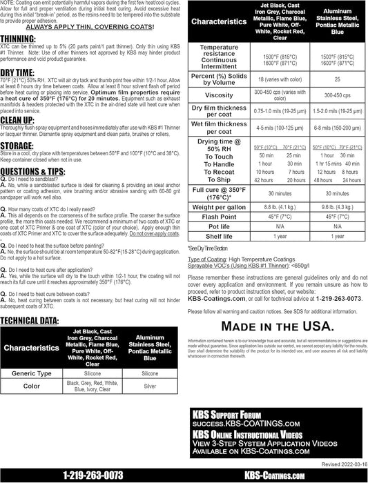KBS Coatings 65202 Jet Black Xtreme Temperature Coating - 8 fl. oz.