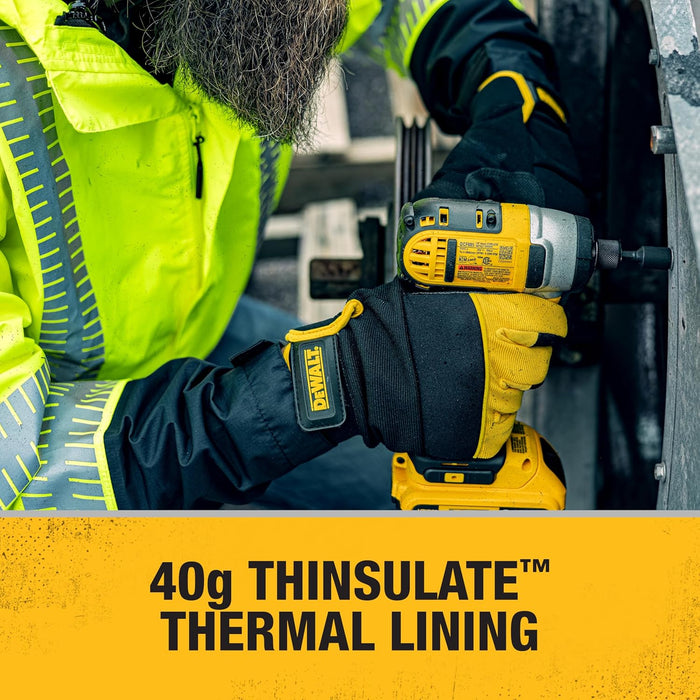 DEWALT DPG749 Unisex 40g Thinsulate Lined Cold Weather Glove with Padded Palm, Knuckle Gards and Touchscreen, Yellow/Black, Large