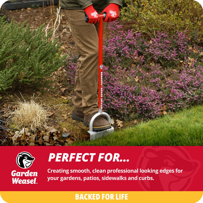 Garden Weasel Edger-Chopper - Long Handle | Garden Beds, Patios, Trenches, Sidewalks, Driveways, and More | Lawn and Landscaping Tool, T Grip, Sod Cutter