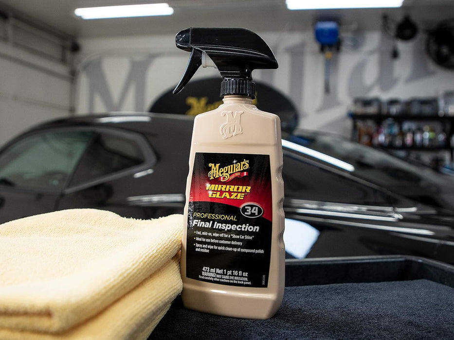 Meguiar's Professional Final Inspection M3416 - Detailer Spray for Removing Light Dust, Contaminants, Smudges and Finger Prints, Car Detailer Spray Effective as a Clay Bar Lubricant, 16 Oz