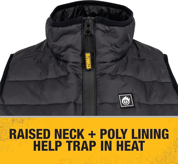 DEWALT Women's Standard Lightweight Puffer Heated Vest Kit, Black, Small - DCHV094D1