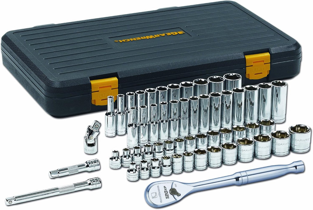 GEARWRENCH 56 Pc. 3/8" Drive 6 Pt. 120XP Mechanics Tool Set, Standard & Deep, SAE/Metric - 80550P