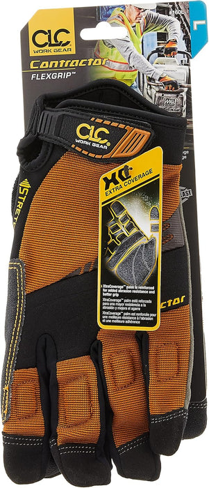 Custom Leathercraft 160L Contractor XtraCoverage Flex Grip Work Gloves, Durable Synthetic Leather, Padded Knuckles, Large (Pack of 1)