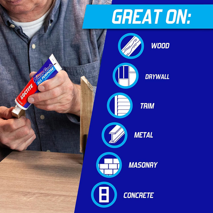 Loctite Power Grab Express All Purpose Construction Adhesive, 3 fl oz Squeeze Tube - Versatile Construction Glue for Cement, Tile, Wall & More (Pack of 6)