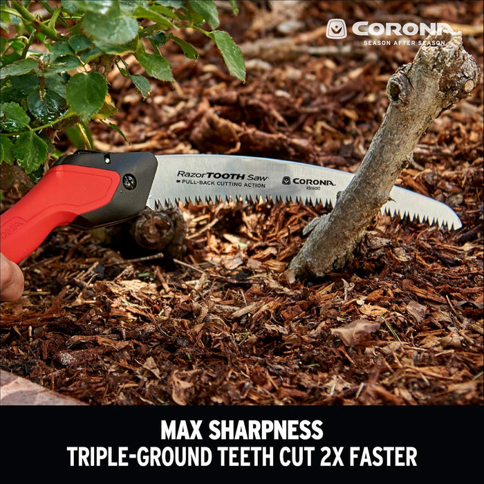 Corona Tools 10-Inch RazorTOOTH Folding Pruning Curved Blade Hand Saw - RS16150, Red