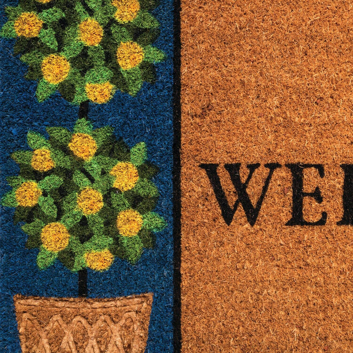 Notrax Welcome Topiary, Vinyl-Backed Natural Coir Doormat, Entry Mat for Indoor or Outdoor Use, 18"x30", C12 (C12S1830TW)
