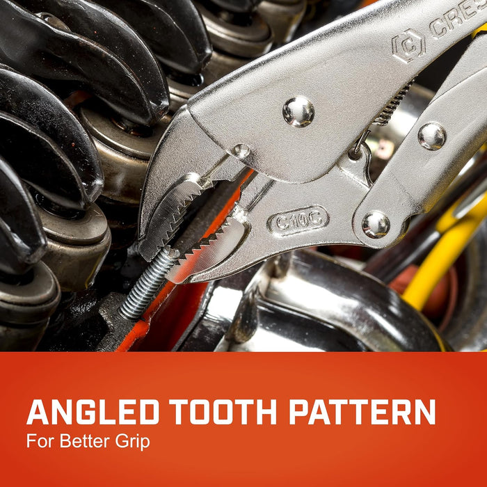 Crescent Curved Jaw Locking Pliers with Wire Cutter - 3 Piece Set - Home DIY & Professional Mechanic Hand Tool for Nuts & Bolts, Cables, Wires - 5", 7" & 10" - CLP3SETN-08