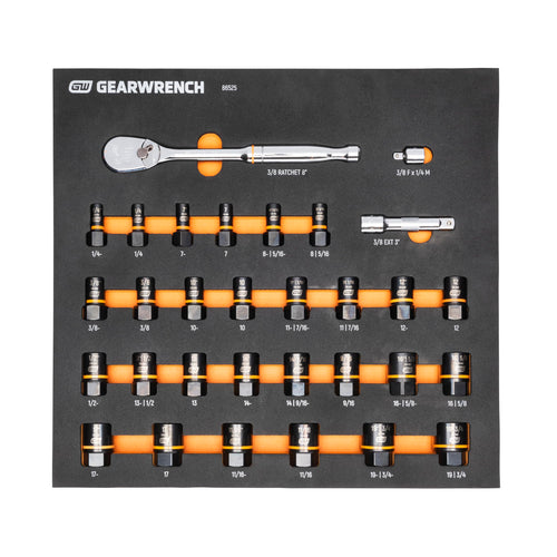GEARWRENCH 86525 31 Piece Bolt Biter Ratchet Socket Set MM/SAE with EVA Foam Tray