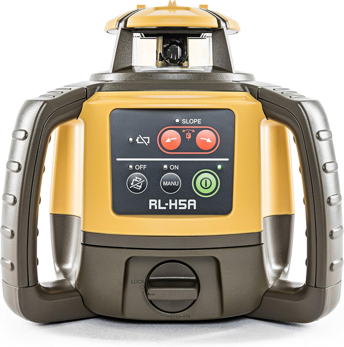 Topcon RL-H5A Self Leveling Horizontal Rotary Laser with Field Book, LS-80 Receiver, Detector Holder & Case, IP66 Rating for Drop, Dust, and Water Resistance, 2600ft (800m) Construction Laser Level