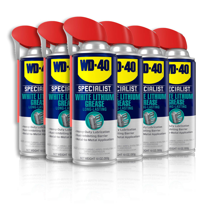 WD-40 300615-6PK Specialist White Lithium Grease Spray, Sprays 2 Ways, 10 oz (Pack of 6)