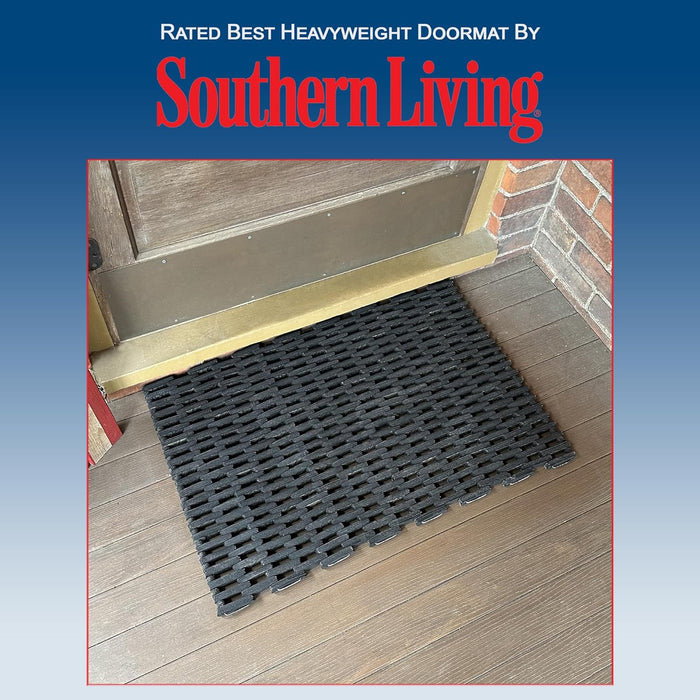 Durable Durite Recycled Tire-Link Outdoor Entrance Mat, Straight Weave, 20" x 30", Black