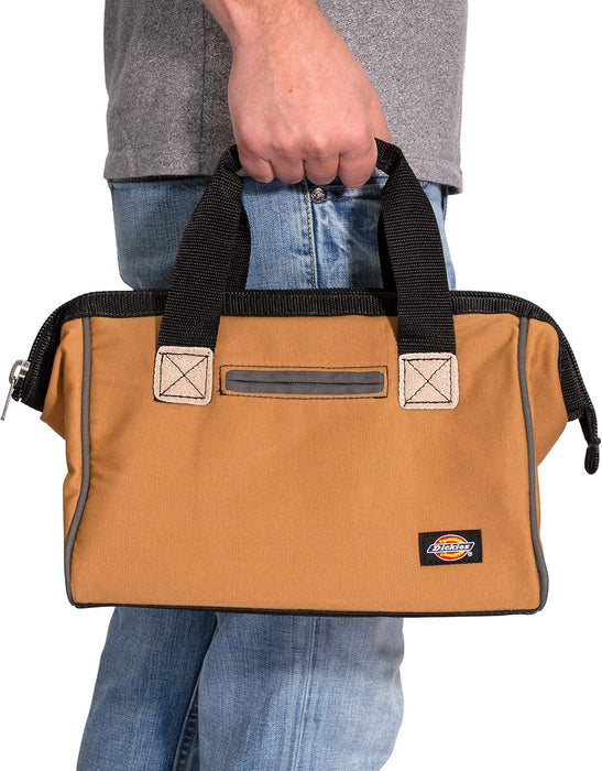 Dickies 57030 12-Inch Durable Canvas Work Bag for Painters, Carpenters, and Builders, Heavy-Duty Zipper, Reinforced Handles, Tan