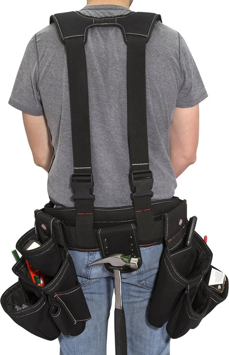 Dickies 57077 4-Piece Carpenter's Work Rig, Padded Tool Belt Suspenders, Cooling Mesh, Leather Tool Belt, Steel Buckle