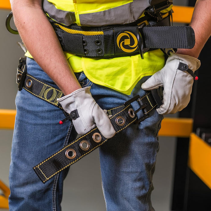 Guardian 21030 Cyclone Construction Harness with Waist Pad - Side D-Rings - OSHA & ANSI Compliant - Black/Yellow - Medium/Large Harness